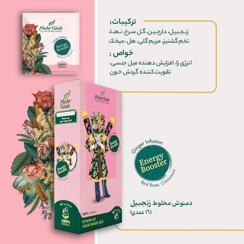 (فروش اقساط) دمنوش مخلوط زنجبیل (دمنوش انرژی) 16 عددی