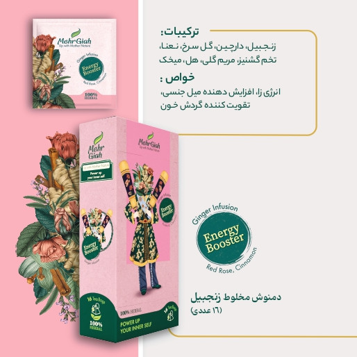 (فروش اقساط) دمنوش مخلوط زنجبیل (دمنوش انرژی) 16 عددی